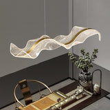 Modern Minimalist Wave-Bend LED Chandelier in Acrylic & Aluminum – Island Light for Living Room
