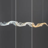 Modern Minimalist Wave-Bend LED Chandelier in Acrylic & Aluminum – Island Light for Living Room