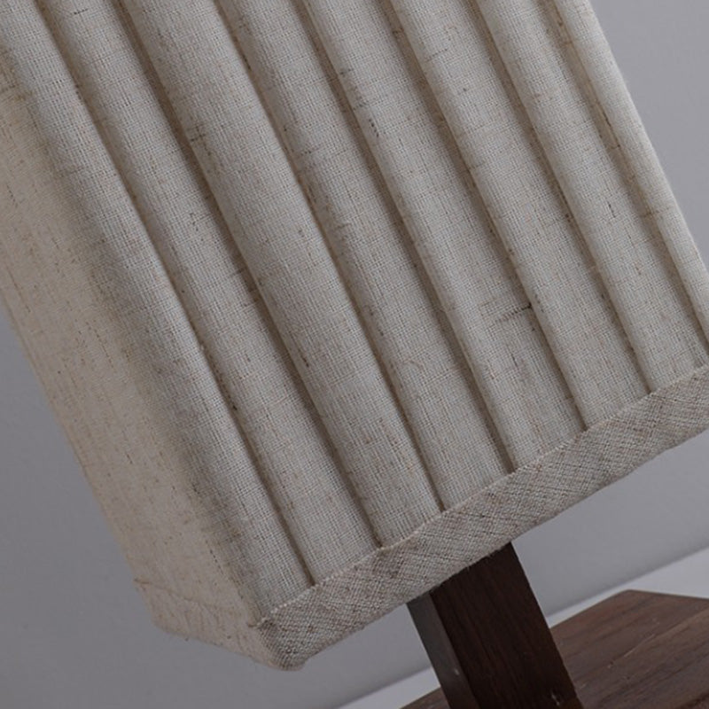 Traditional Japanese-Style Walnut Wood Floor Lamp with Rectangular Column and Fabric Shade — LED Living Room Standing Lamp