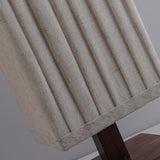 Traditional Japanese-Style Walnut Wood Floor Lamp with Rectangular Column and Fabric Shade — LED Living Room Standing Lamp