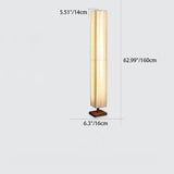 Traditional Japanese-Style Walnut Wood Floor Lamp with Rectangular Column and Fabric Shade — LED Living Room Standing Lamp