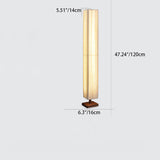 Traditional Japanese-Style Walnut Wood Floor Lamp with Rectangular Column and Fabric Shade — LED Living Room Standing Lamp