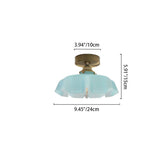 Elegant Traditional French-Style Brass Glass Iron Round 1-Light Semi-Flush Mount Hallway Ceiling Light