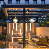 Modern Mid-Century Waterproof Copper Glass Cage Chandelier – Rhombic Cylinder, 1/3/4-Light Options for Outdoor Patio