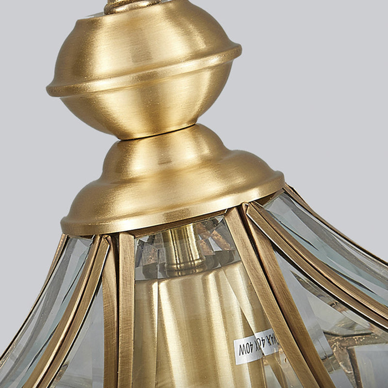 Modern Mid-Century Waterproof Copper Glass Cage Chandelier – Rhombic Cylinder, 1/3/4-Light Options for Outdoor Patio