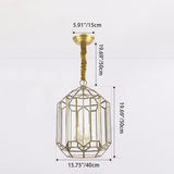 Modern Mid-Century Waterproof Copper Glass Cage Chandelier – Rhombic Cylinder, 1/3/4-Light Options for Outdoor Patio