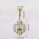 Modern Mid-Century Waterproof Copper Glass Cage Chandelier – Rhombic Cylinder, 1/3/4-Light Options for Outdoor Patio