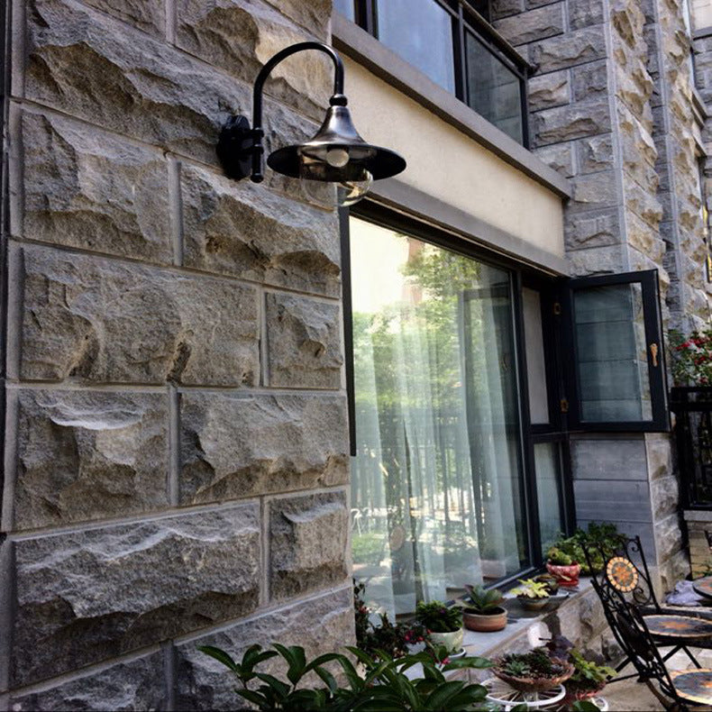 Contemporary Industrial Weatherproof Wall Sconce - Aluminum PVC Conical Horn, 1-Light Outdoor Patio Lamp