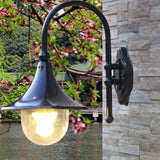 Contemporary Industrial Weatherproof Wall Sconce - Aluminum PVC Conical Horn, 1-Light Outdoor Patio Lamp