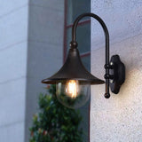 Contemporary Industrial Weatherproof Wall Sconce - Aluminum PVC Conical Horn, 1-Light Outdoor Patio Lamp