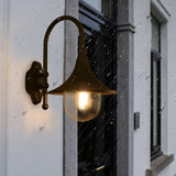 Contemporary Industrial Weatherproof Wall Sconce - Aluminum PVC Conical Horn, 1-Light Outdoor Patio Lamp