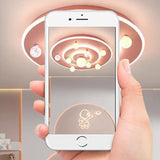 Round Space Planet LED Ceiling Light for Kids – Modern Iron Flush-Mount Fixture for Bedroom