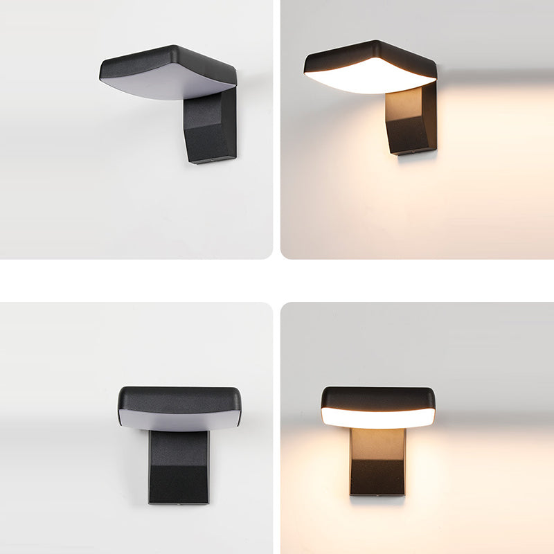 Modern Minimalist Waterproof Rotatable LED Wall Sconce Lamp – Aluminum & PC, Square or Round, for Outdoor Patio