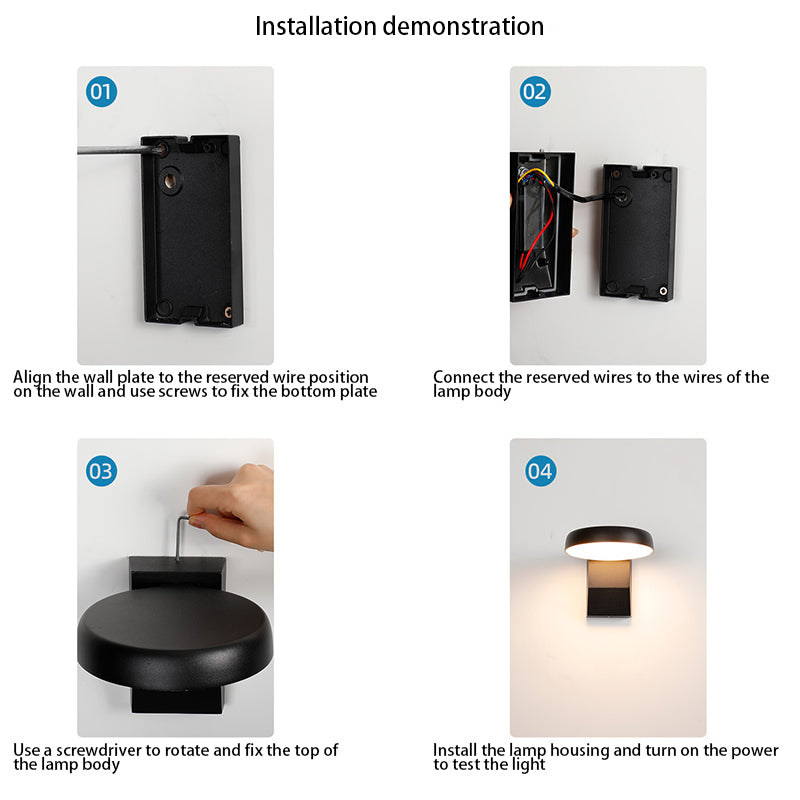 Modern Minimalist Waterproof Rotatable LED Wall Sconce Lamp – Aluminum & PC, Square or Round, for Outdoor Patio