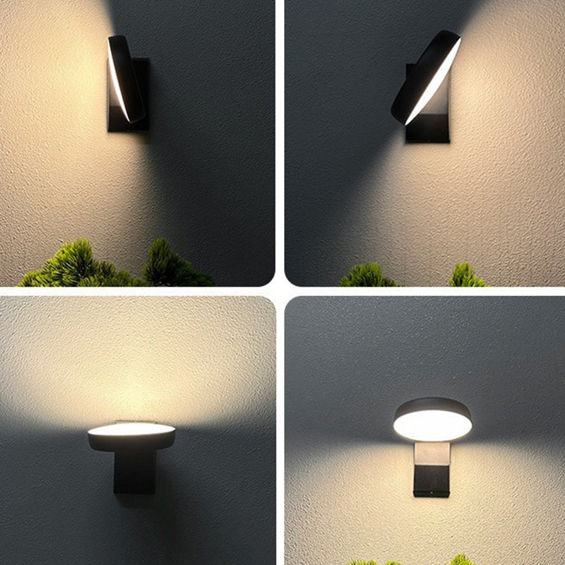 Modern Minimalist Waterproof Rotatable LED Wall Sconce Lamp – Aluminum & PC, Square or Round, for Outdoor Patio