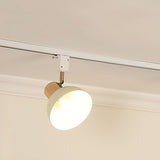 Nordic Contemporary Iron & Wood Bowl Track Light — Round, Adjustable 1 to 5 Lights, Semi-Flush Ceiling Fixture for Dining Room