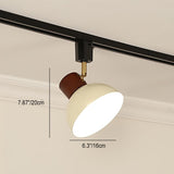 Nordic Contemporary Iron & Wood Bowl Track Light — Round, Adjustable 1 to 5 Lights, Semi-Flush Ceiling Fixture for Dining Room