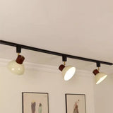 Nordic Contemporary Iron & Wood Bowl Track Light — Round, Adjustable 1 to 5 Lights, Semi-Flush Ceiling Fixture for Dining Room