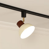 Nordic Contemporary Iron & Wood Bowl Track Light — Round, Adjustable 1 to 5 Lights, Semi-Flush Ceiling Fixture for Dining Room