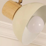 Nordic Contemporary Iron & Wood Bowl Track Light — Round, Adjustable 1 to 5 Lights, Semi-Flush Ceiling Fixture for Dining Room