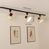 Nordic Contemporary Iron & Wood Bowl Track Light — Round, Adjustable 1 to 5 Lights, Semi-Flush Ceiling Fixture for Dining Room