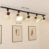 Nordic Contemporary Iron & Wood Bowl Track Light — Round, Adjustable 1 to 5 Lights, Semi-Flush Ceiling Fixture for Dining Room