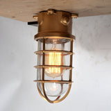 Modern Industrial Outdoor Ceiling Light - 1-Light, Waterproof Aluminum Alloy with Glass Cylinder Cage, Semi-Flush Mount for Patio