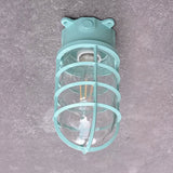 Modern Industrial Outdoor Ceiling Light - 1-Light, Waterproof Aluminum Alloy with Glass Cylinder Cage, Semi-Flush Mount for Patio
