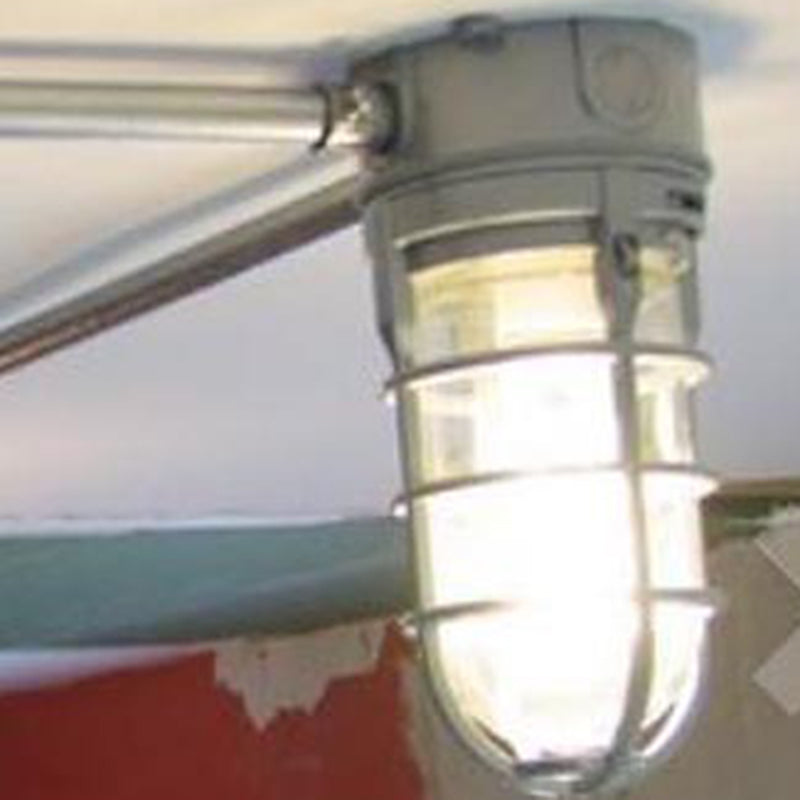 Modern Industrial Outdoor Ceiling Light - 1-Light, Waterproof Aluminum Alloy with Glass Cylinder Cage, Semi-Flush Mount for Patio