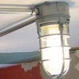 Modern Industrial Outdoor Ceiling Light - 1-Light, Waterproof Aluminum Alloy with Glass Cylinder Cage, Semi-Flush Mount for Patio