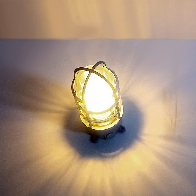 Modern Industrial Outdoor Ceiling Light - 1-Light, Waterproof Aluminum Alloy with Glass Cylinder Cage, Semi-Flush Mount for Patio