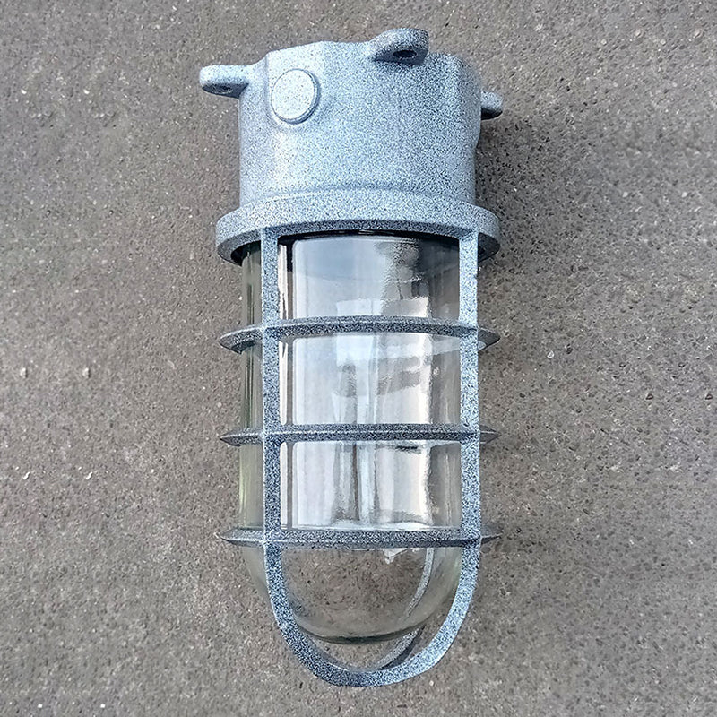 Modern Industrial Outdoor Ceiling Light - 1-Light, Waterproof Aluminum Alloy with Glass Cylinder Cage, Semi-Flush Mount for Patio