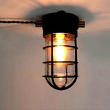 Modern Industrial Outdoor Ceiling Light - 1-Light, Waterproof Aluminum Alloy with Glass Cylinder Cage, Semi-Flush Mount for Patio