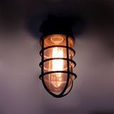 Modern Industrial Outdoor Ceiling Light - 1-Light, Waterproof Aluminum Alloy with Glass Cylinder Cage, Semi-Flush Mount for Patio