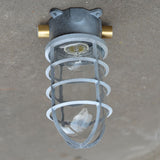 Modern Industrial Outdoor Ceiling Light - 1-Light, Waterproof Aluminum Alloy with Glass Cylinder Cage, Semi-Flush Mount for Patio