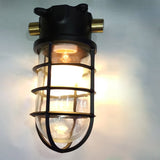 Modern Industrial Outdoor Ceiling Light - 1-Light, Waterproof Aluminum Alloy with Glass Cylinder Cage, Semi-Flush Mount for Patio