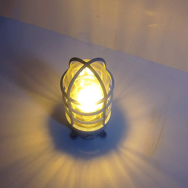 Modern Industrial Outdoor Ceiling Light - 1-Light, Waterproof Aluminum Alloy with Glass Cylinder Cage, Semi-Flush Mount for Patio