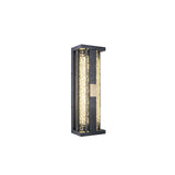 Traditional Luxury Solar LED Wall Sconce – Waterproof Stainless Steel, Acrylic, and Copper-Accented Rectangular Ripple Design with Motion Sensor for Outdoor Patio