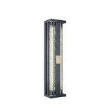 Traditional Luxury Solar LED Wall Sconce – Waterproof Stainless Steel, Acrylic, and Copper-Accented Rectangular Ripple Design with Motion Sensor for Outdoor Patio