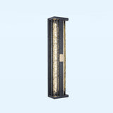 Traditional Luxury Solar LED Wall Sconce – Waterproof Stainless Steel, Acrylic, and Copper-Accented Rectangular Ripple Design with Motion Sensor for Outdoor Patio