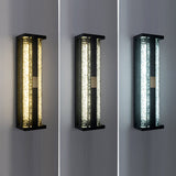 Traditional Luxury Solar LED Wall Sconce – Waterproof Stainless Steel, Acrylic, and Copper-Accented Rectangular Ripple Design with Motion Sensor for Outdoor Patio