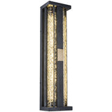 Traditional Luxury Solar LED Wall Sconce – Waterproof Stainless Steel, Acrylic, and Copper-Accented Rectangular Ripple Design with Motion Sensor for Outdoor Patio