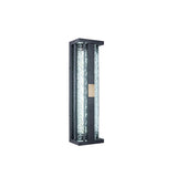 Traditional Luxury Solar LED Wall Sconce – Waterproof Stainless Steel, Acrylic, and Copper-Accented Rectangular Ripple Design with Motion Sensor for Outdoor Patio