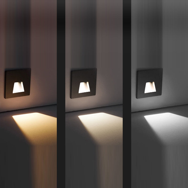 Modern Minimalist Waterproof LED Recessed Wall Sconce — Square Aluminum Alloy Body with PC Lens for Hallways