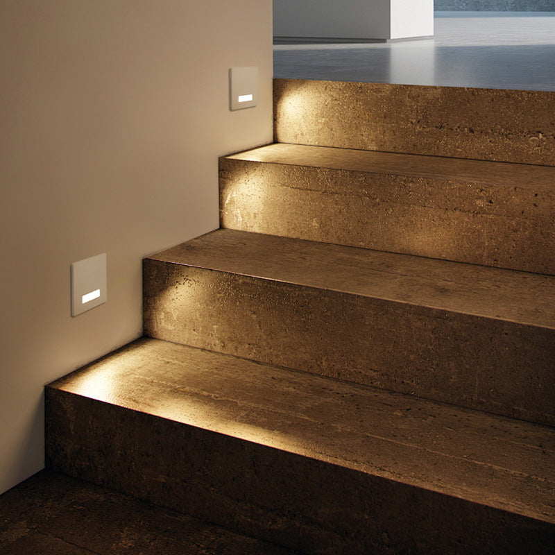 Modern Minimalist Waterproof LED Recessed Wall Sconce — Square Aluminum Alloy Body with PC Lens for Hallways