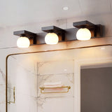 Contemporary Retro Rubber Wood and Iron Glass Rectangular 2/3-Light Wall Sconce Lamp – Vanity Light for Bathroom