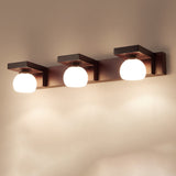 Contemporary Retro Rubber Wood and Iron Glass Rectangular 2/3-Light Wall Sconce Lamp – Vanity Light for Bathroom