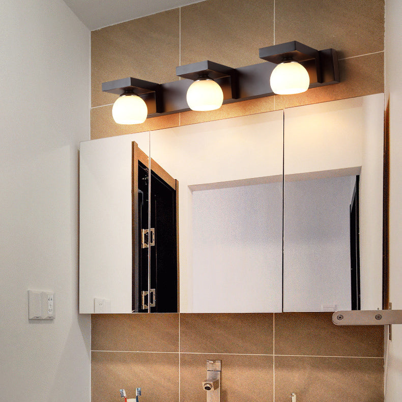 Contemporary Retro Rubber Wood and Iron Glass Rectangular 2/3-Light Wall Sconce Lamp – Vanity Light for Bathroom