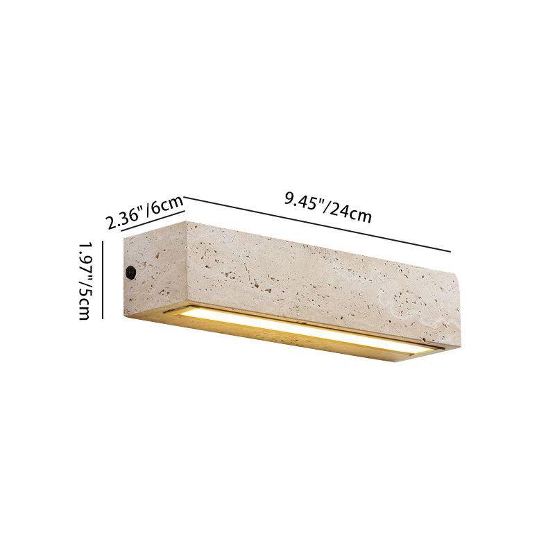 Modern Retro Waterproof Travertine Rectangular LED Wall Sconce – Outdoor Patio Lamp
