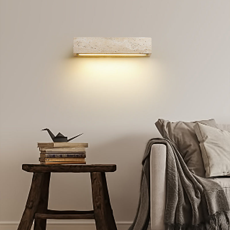 Modern Retro Waterproof Travertine Rectangular LED Wall Sconce – Outdoor Patio Lamp